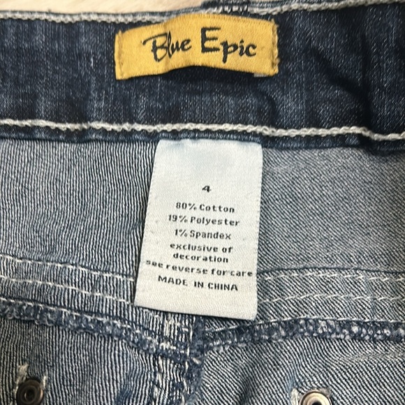 Vintage Y2K Low Rise Embroidered 5 Pocket Stitch Bootcut Stretch Denim Jeans / 4 - Picture 6 of 9